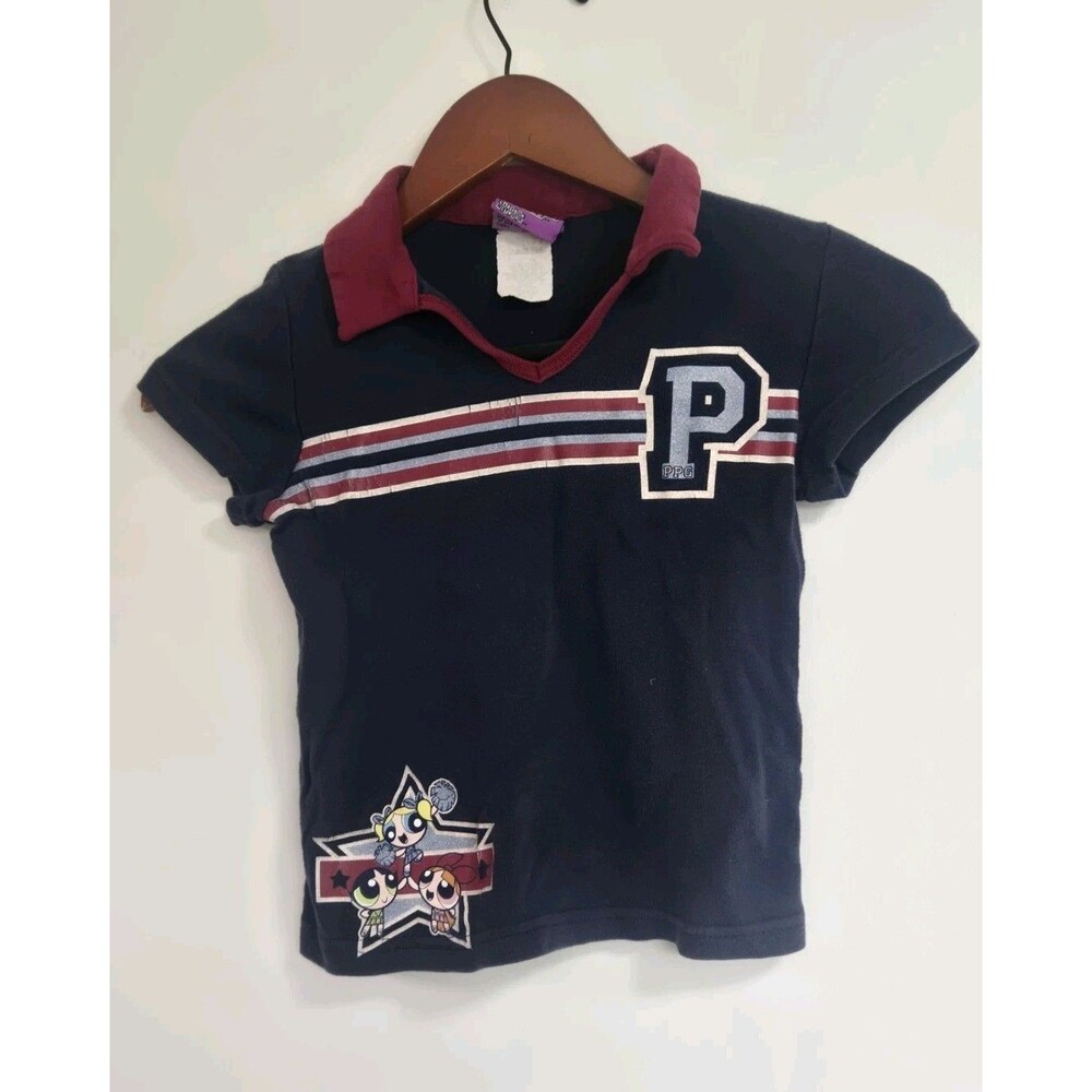 VTG Powerpuff Girls Polo Shirt Girls Toddler Kids Medium Cartoon Network Y2K